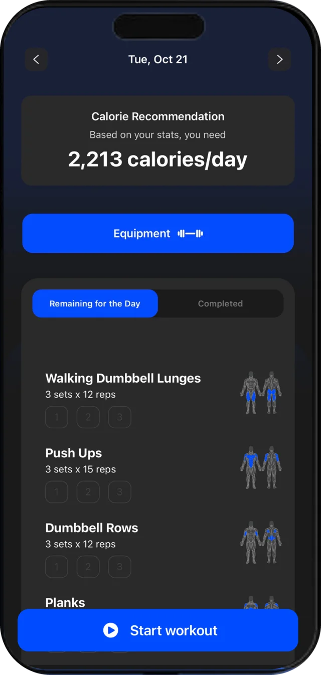 GetFit AI custom workout plan screen