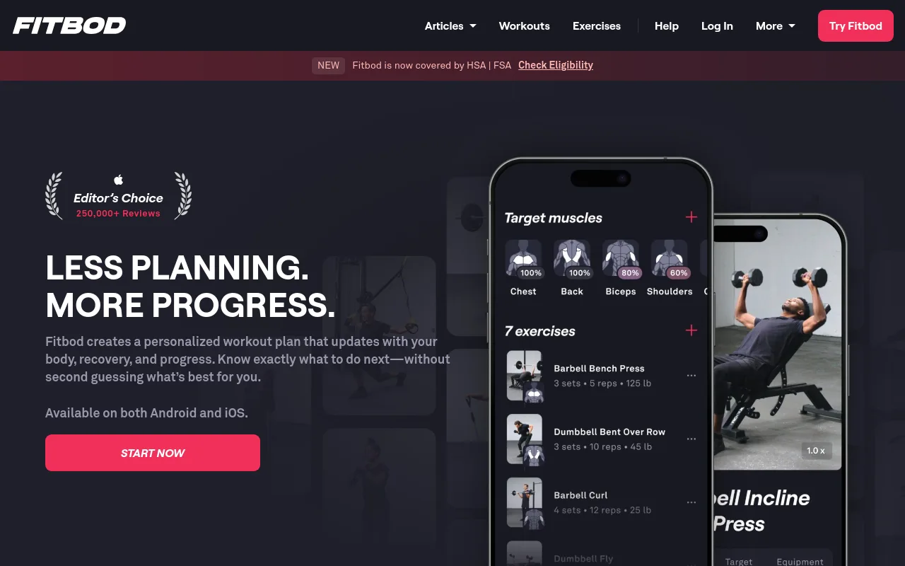 best fitness apps - fitbod adaptive strength workouts