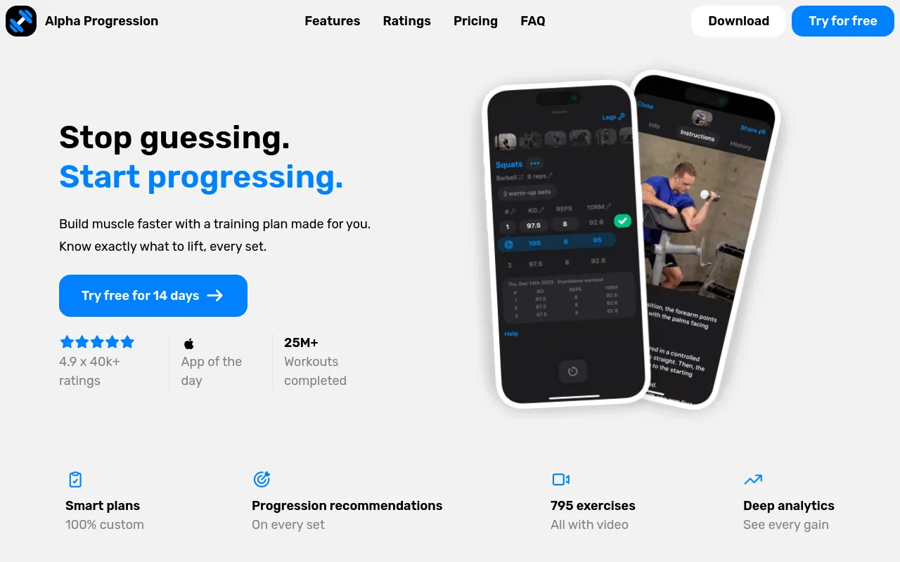 Best Free Workout Apps - alpha progression intermediate lifters