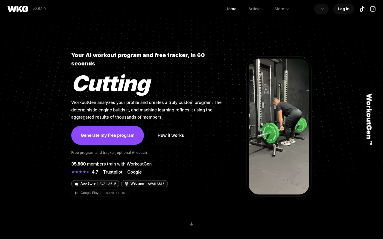 Best Free Workout Apps - workoutgen ai gym plan